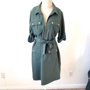 Olive Green Military Style Dress